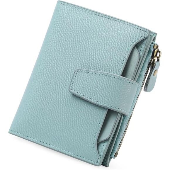 Small Women Wallet Genuine Leather RFID Blocking Bifold Zipper Pocket - Picture 1 of 6